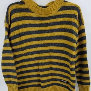Grunge sweater, striped yellow sweater, small